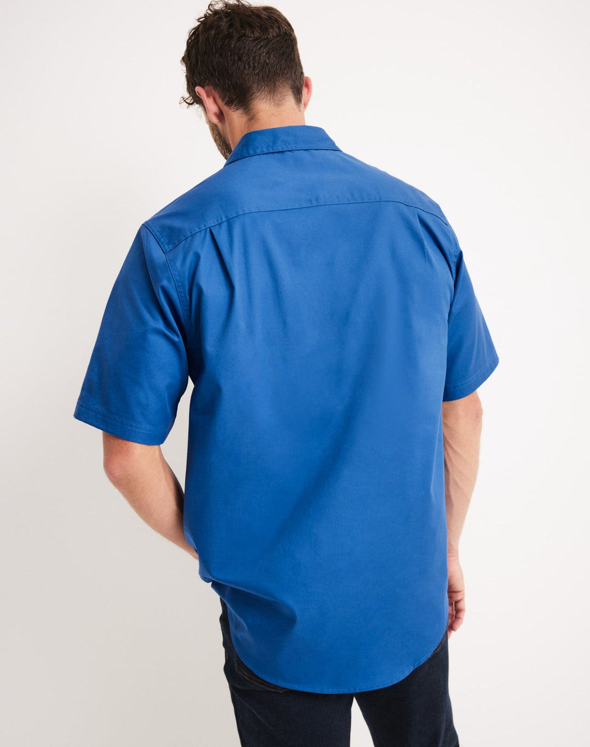 Back view of Short sleeved blue RB Sellars Shirt available at Bleak Ridge Clothing