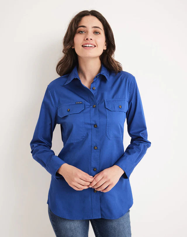 Sandy Full Button Blue Cotton Shirt