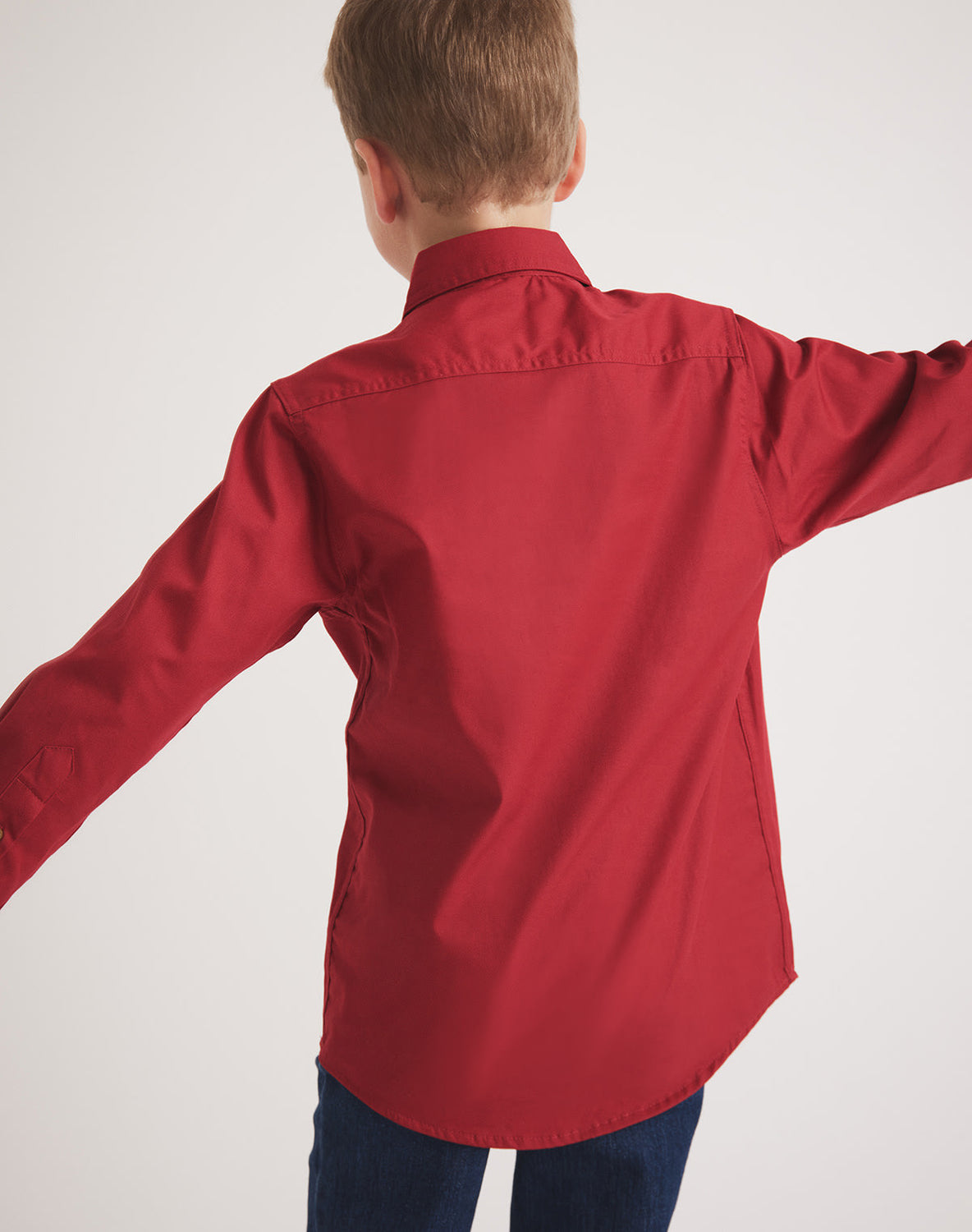 RB Sellars unisex red UPF 50 work shirt for kids – tough, breathable, and great for farm life or adventures.