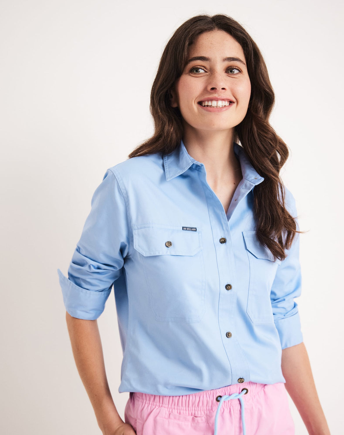 Women's pale blue RB Sellars work shirt