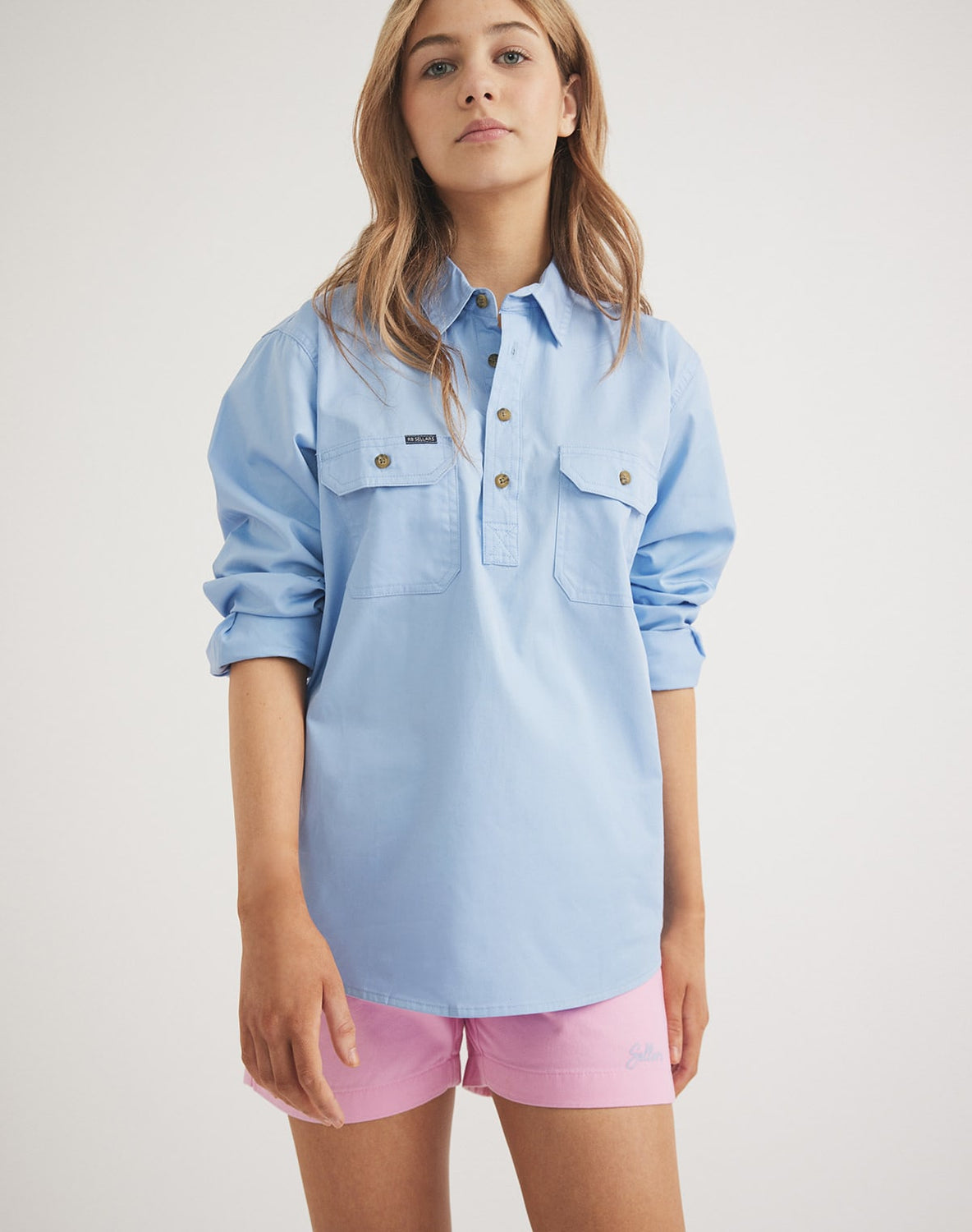 RB Sellars children's blue cotton twill shirt with UPF 30 – ideal gift