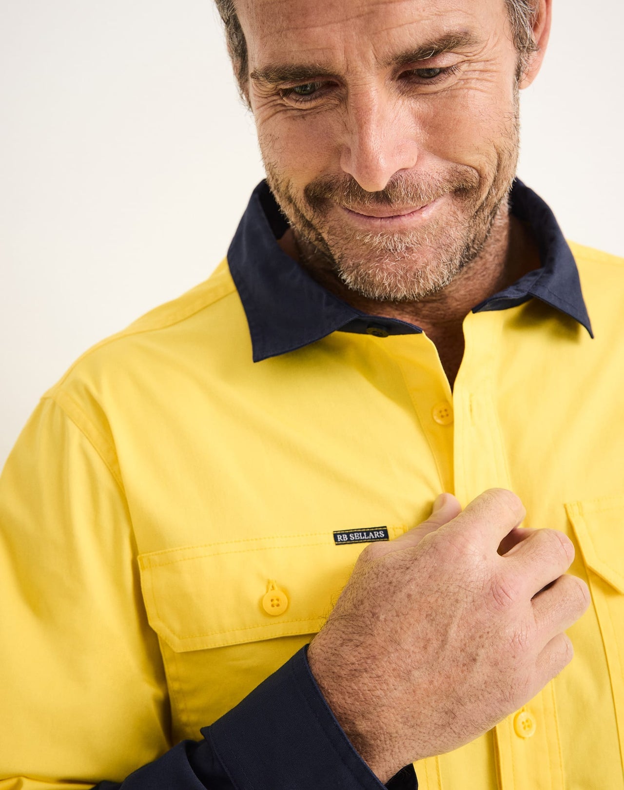 RB Sellars Men's Burton Hi Vis Long Sleeved Work Shirt
