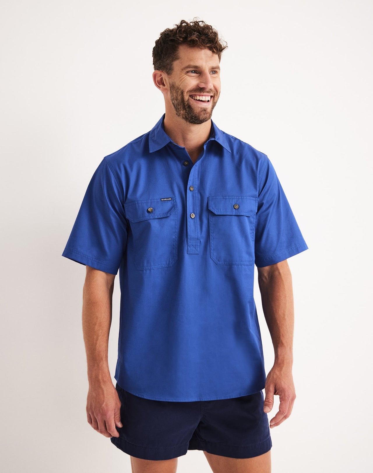 RB Sellars Burton Men's Workshirt - Short Sleeve Half Button Light Weight