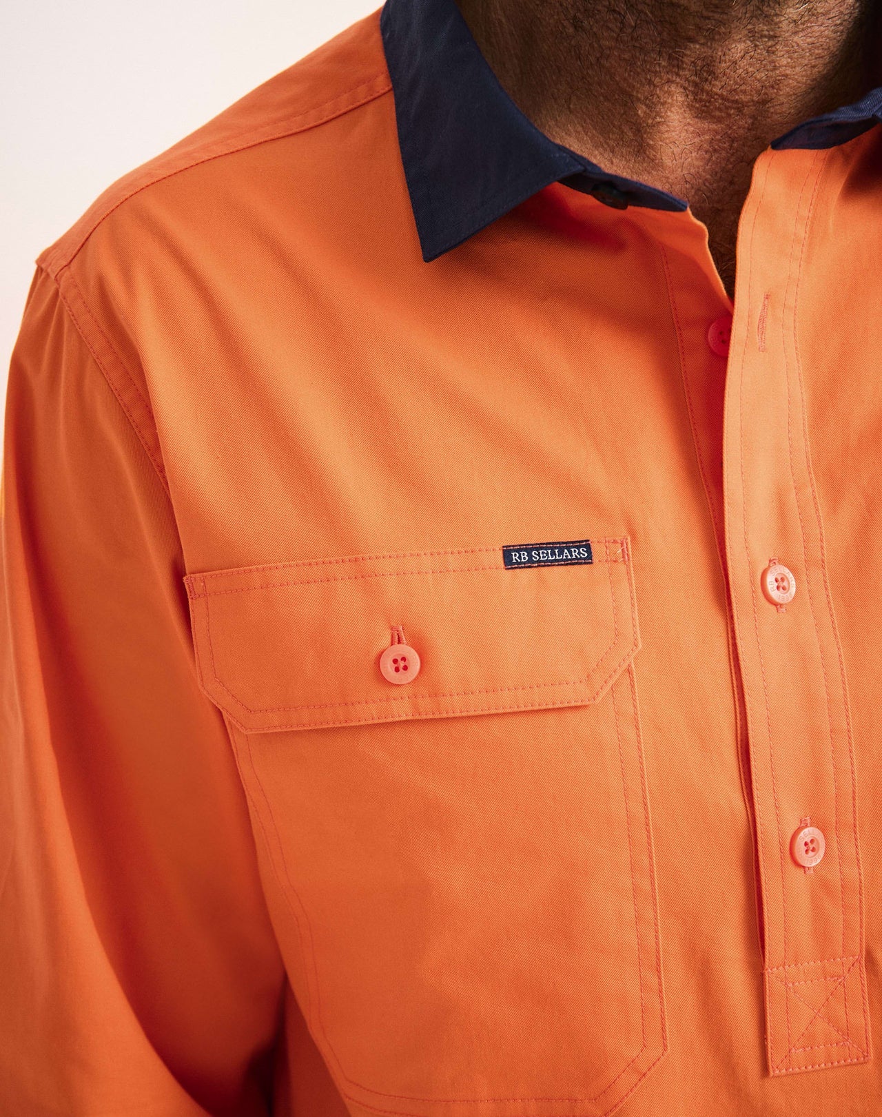 RB Sellars Men's Burton Hi Vis Long Sleeved Work Shirt