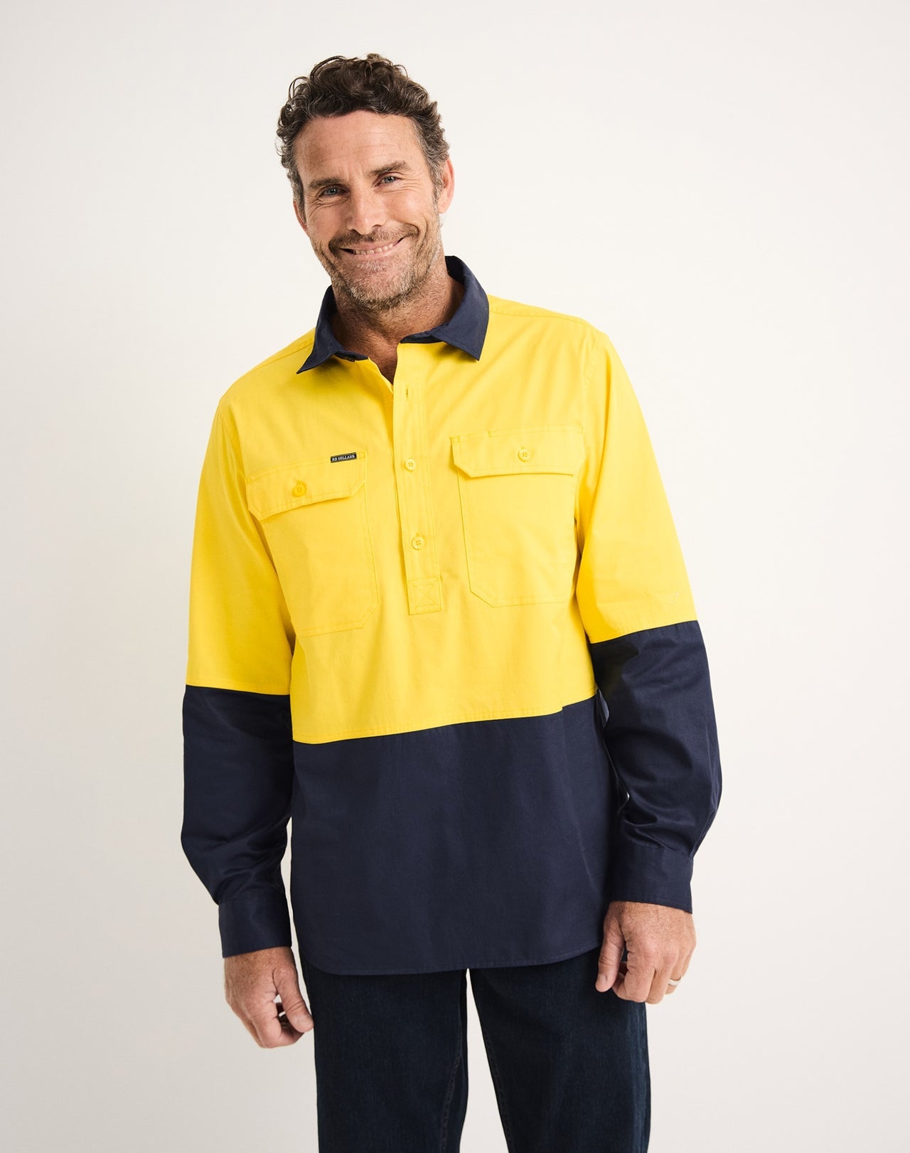 RB Sellars Men's Burton Hi Vis Long Sleeved Work Shirt