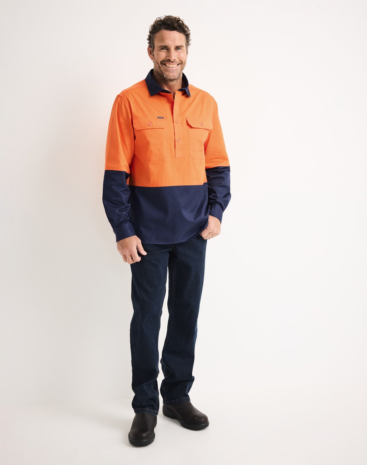 RB Sellars Men's Burton Hi Vis Long Sleeved Work Shirt