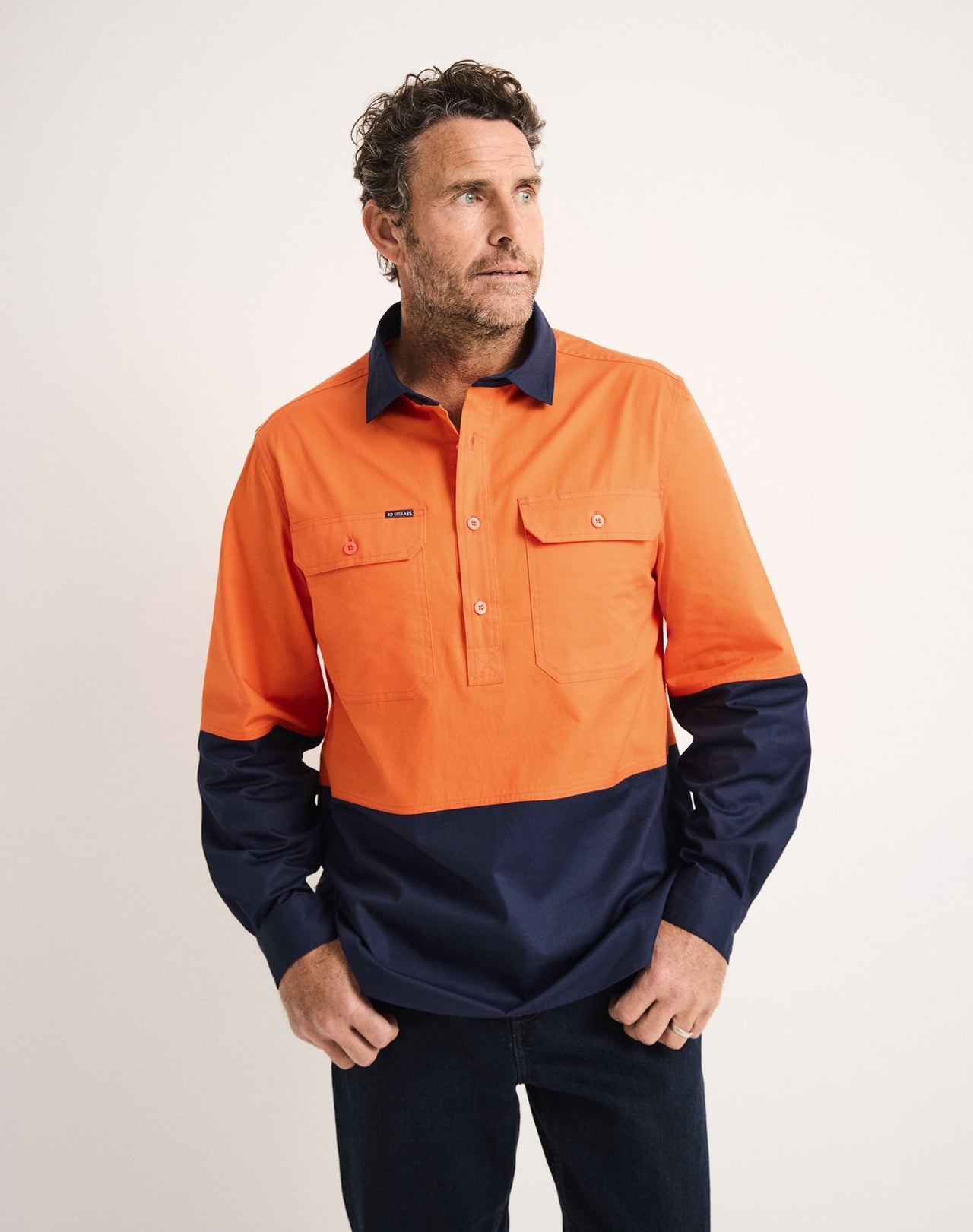 RB Sellars Men's Burton Hi Vis Long Sleeved Work Shirt
